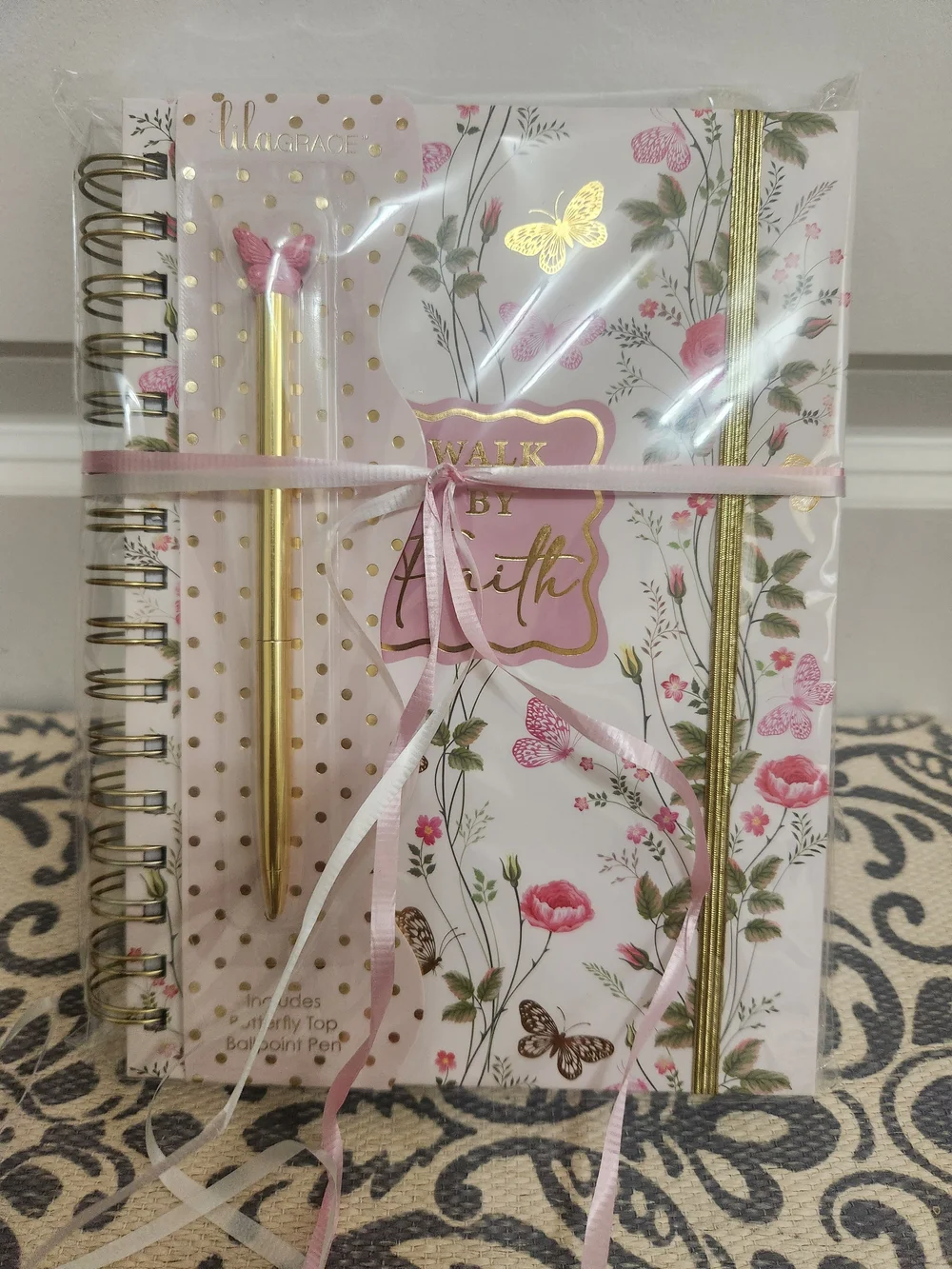 Walk By Faith Floral Journal with Pink & Gold Accents
